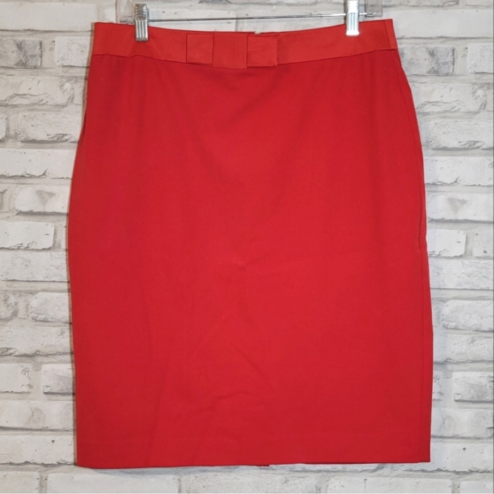 Ann Taylor Red Bow Pencil Skirt